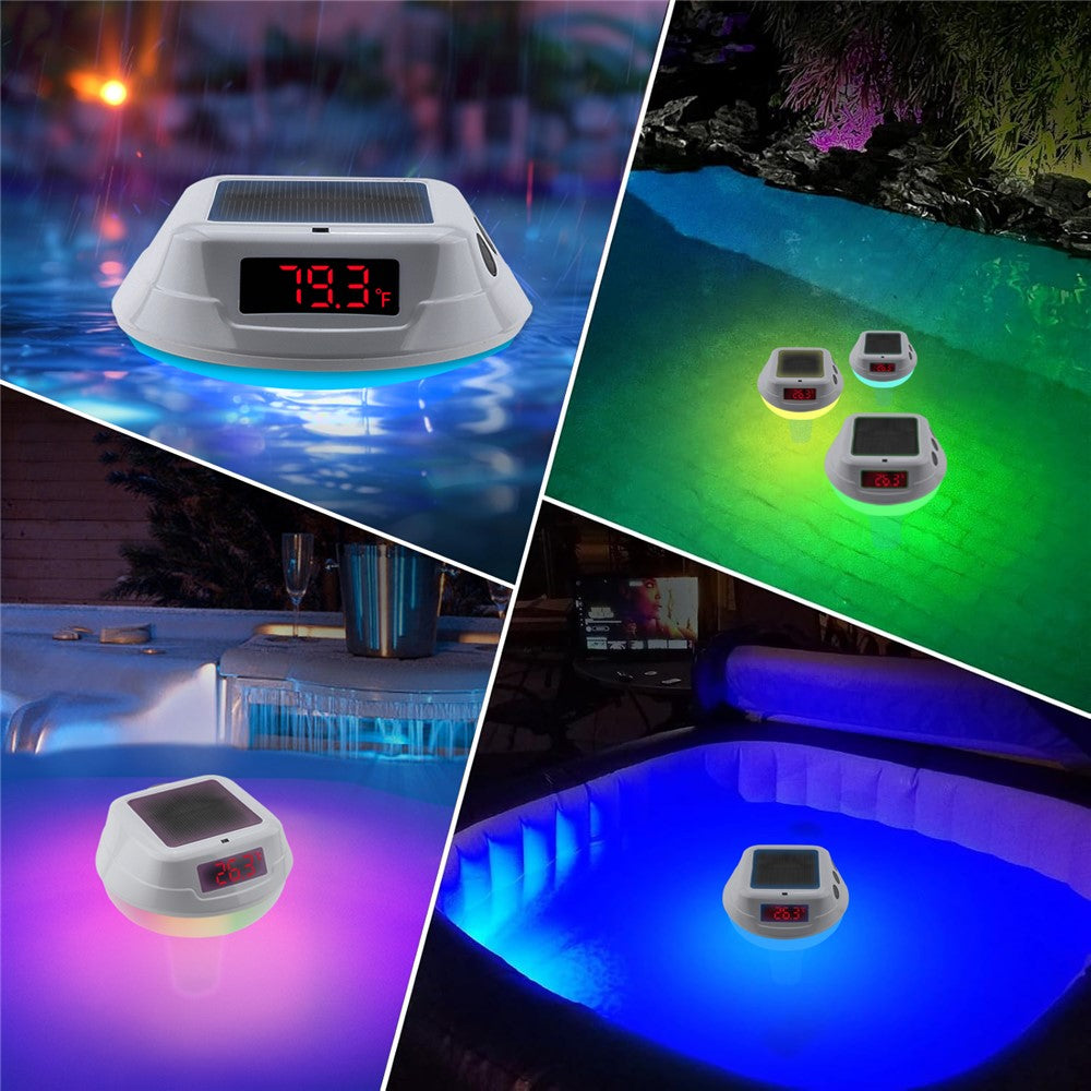TS-PL04 RGB Solar Wireless Pool Thermometer Digital Display Floating Temperature Meter for Swimming Pool