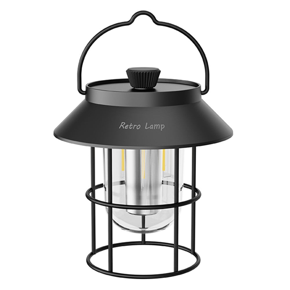 Vintage Iron Art Rechargeable Camping LED Light Portable Outdoor Tent Lantern Hanging Lamp