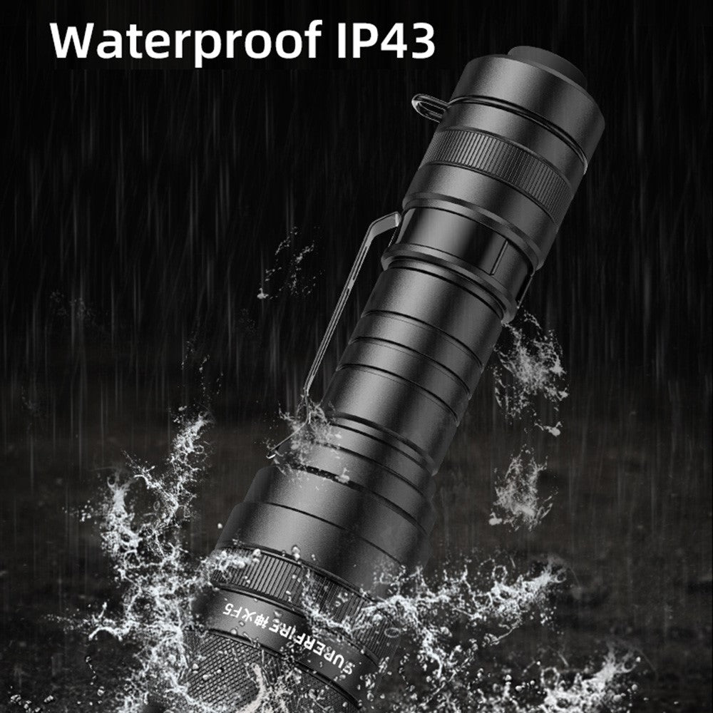 SUPERFIRE F5 Zoomable Flashlight Waterproof Portable Night Light with Waist Clip, Direct Charging Model