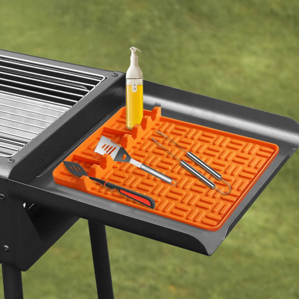 Outdoor BBQ Grill High Temperature Resistant Side Shelf Silicone Pad Barbecue Grill Tool Pad