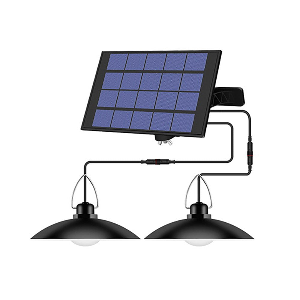 Outdoor Garden Yard Lighting Waterproof Solar Powered 2-Head Ceiling Porch Hanging Light Bulb with Extension Cord