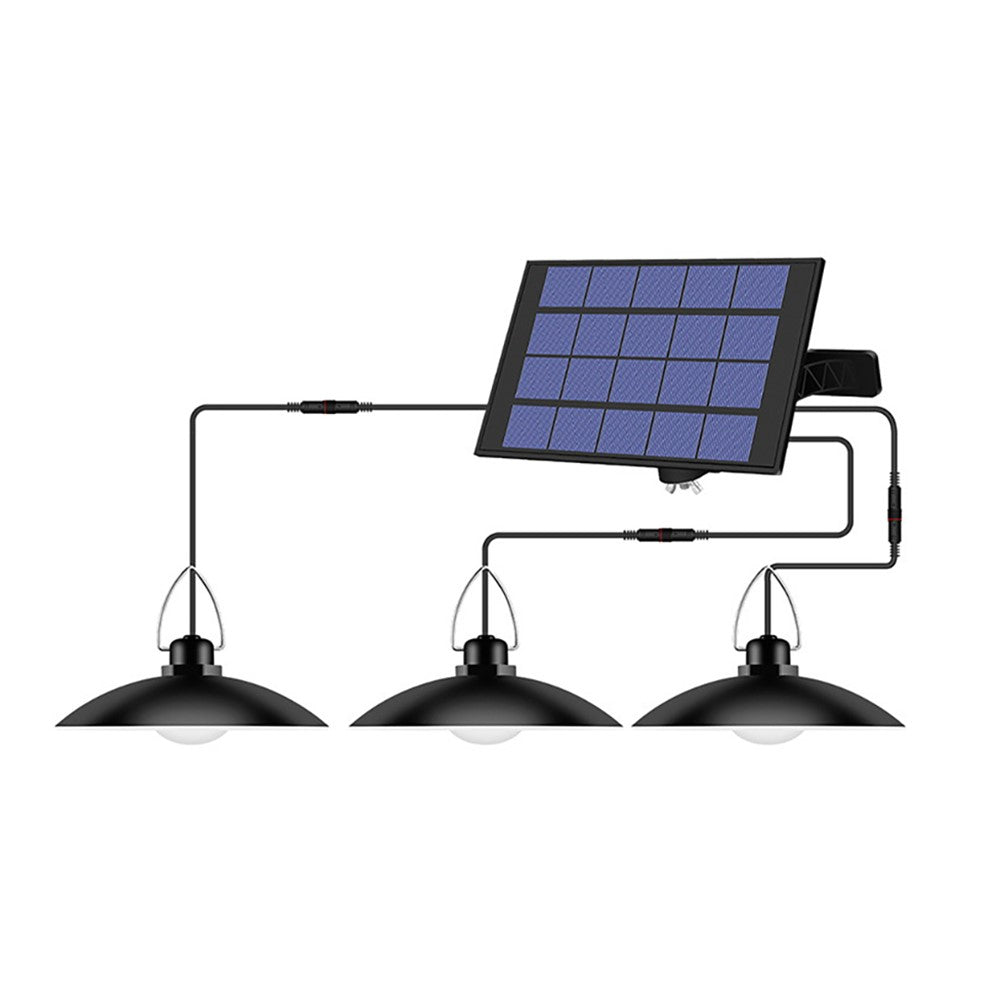 Outdoor Garden Yard Lighting Waterproof Solar Powered 3-Head Ceiling Porch Hanging Light Bulb