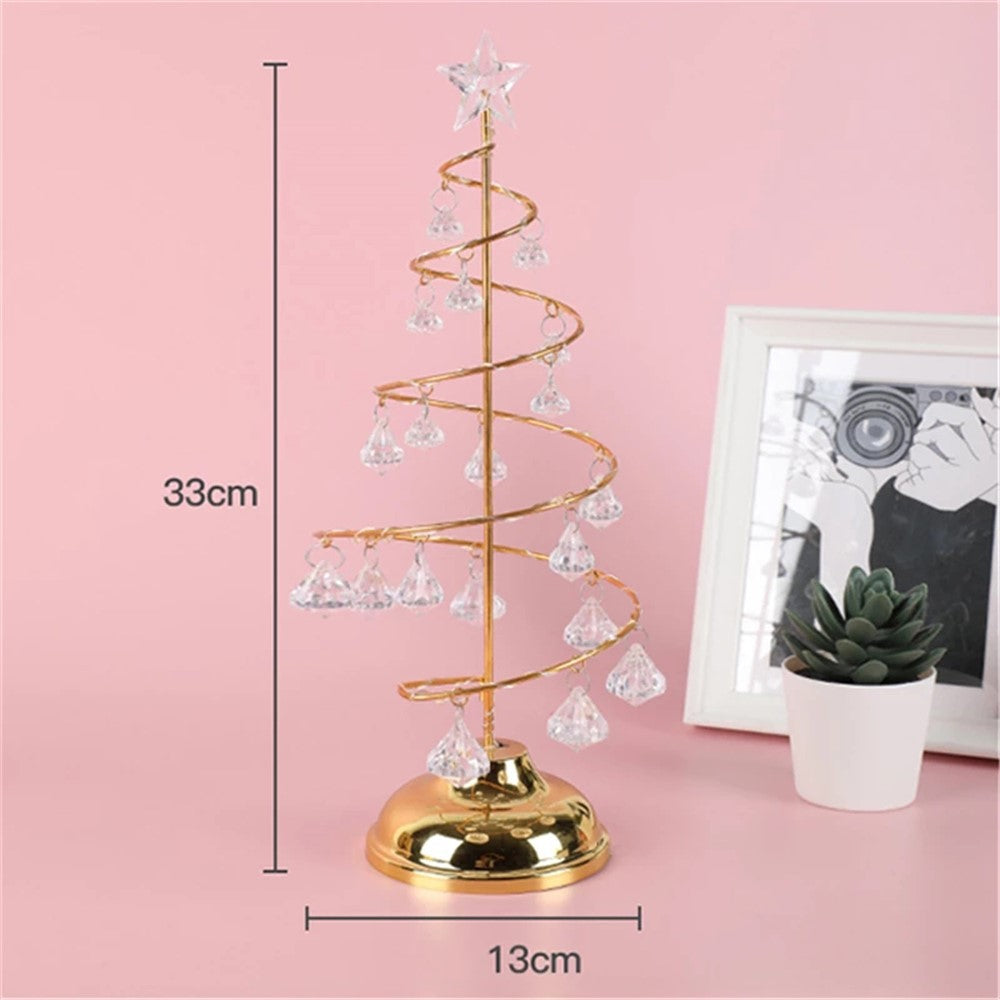 Crystal LED Christmas Tree Light Xmas Decoration Table Lamp Copper Wire Night Light