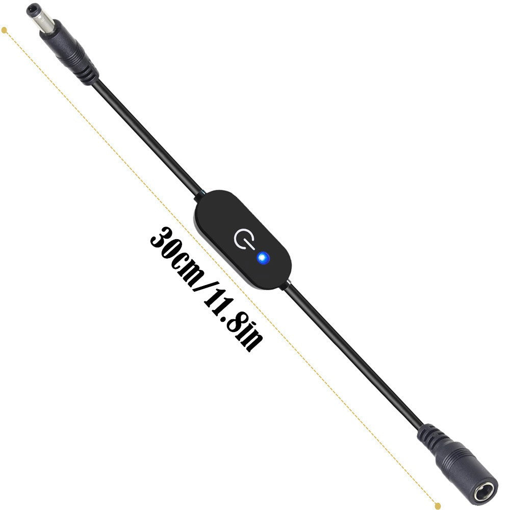 JUNSUNMAY 30cm DC 5.5x2.5mm Male to Female LED Touch Dimmer Switch Inline Controller for Single Color