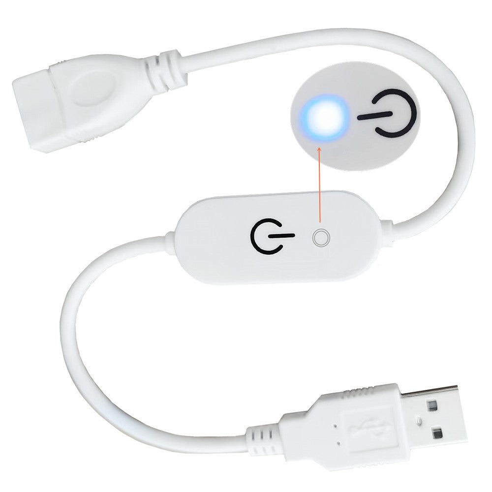 JUNSUNMAY USB Male to Female LED Touch Inline Dimmer Switch Controller for Single Color, Length 30cm