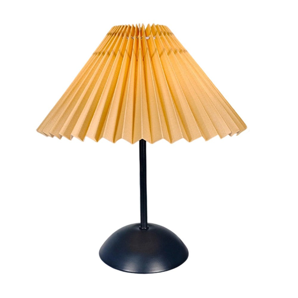 Pleated Table Lamp Single Color Warm Light Bedside Light USB Powered Night Light with Metal Base for Bedroom