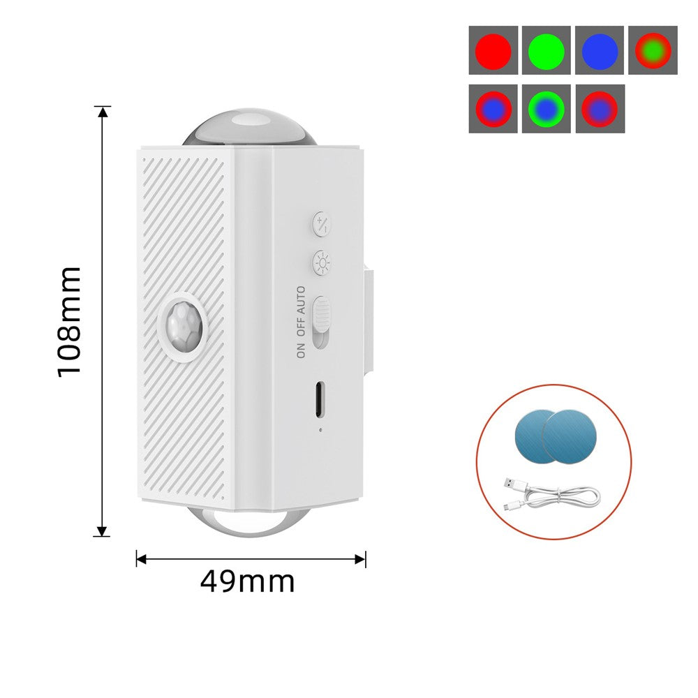 YSJ-010A 1Pc Smart Motion Sensor Night Light RGB Gradient Ambient Lighting Magnetic Wall Light for Corridor Stairs