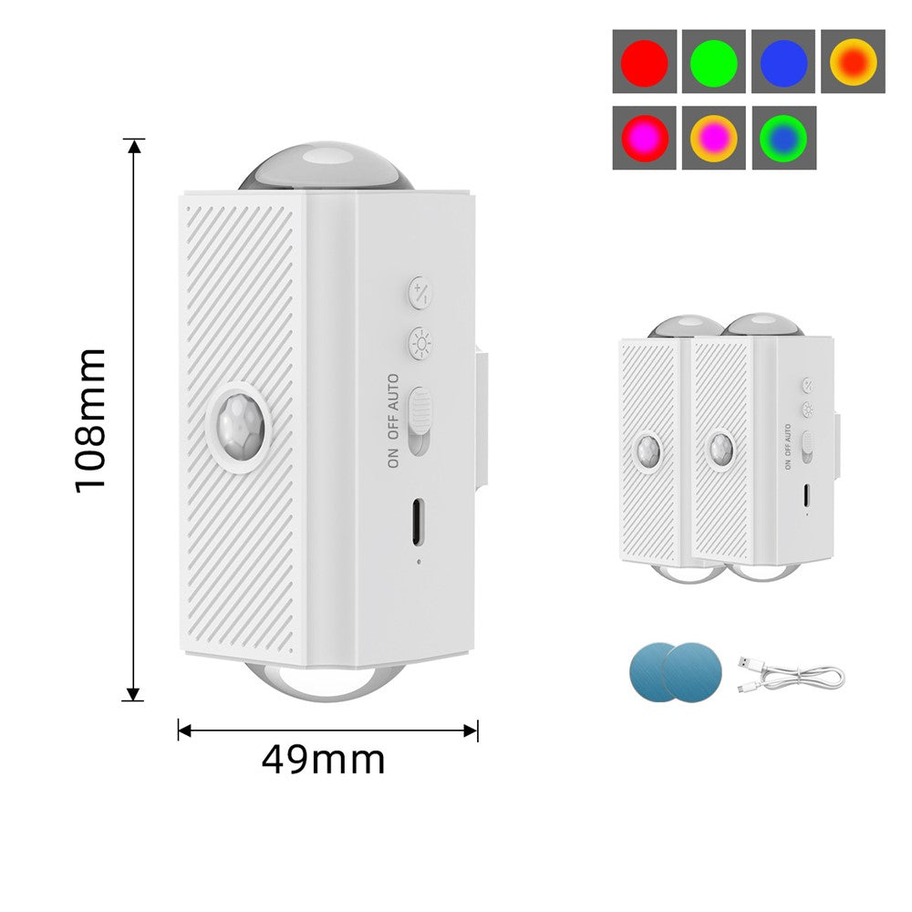 YSJ-010A 2Pcs Smart Motion Sensor Night Light RGB Gradient Ambient Lighting Magnetic Wall Light for Corridor Stairs