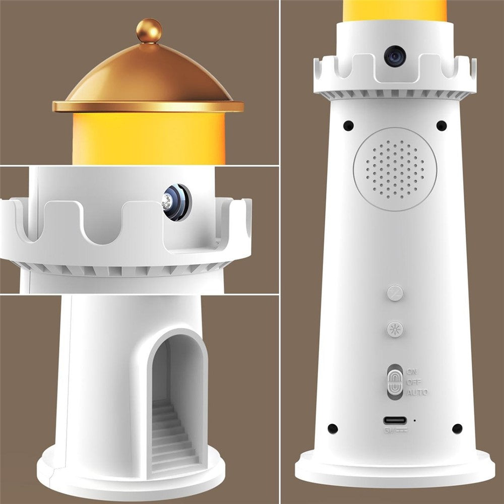 YSJ-016 Smart Motion Sensor Moon Light Lighthouse Shaped Night Light Projector Timer Warm Light for Bedroom