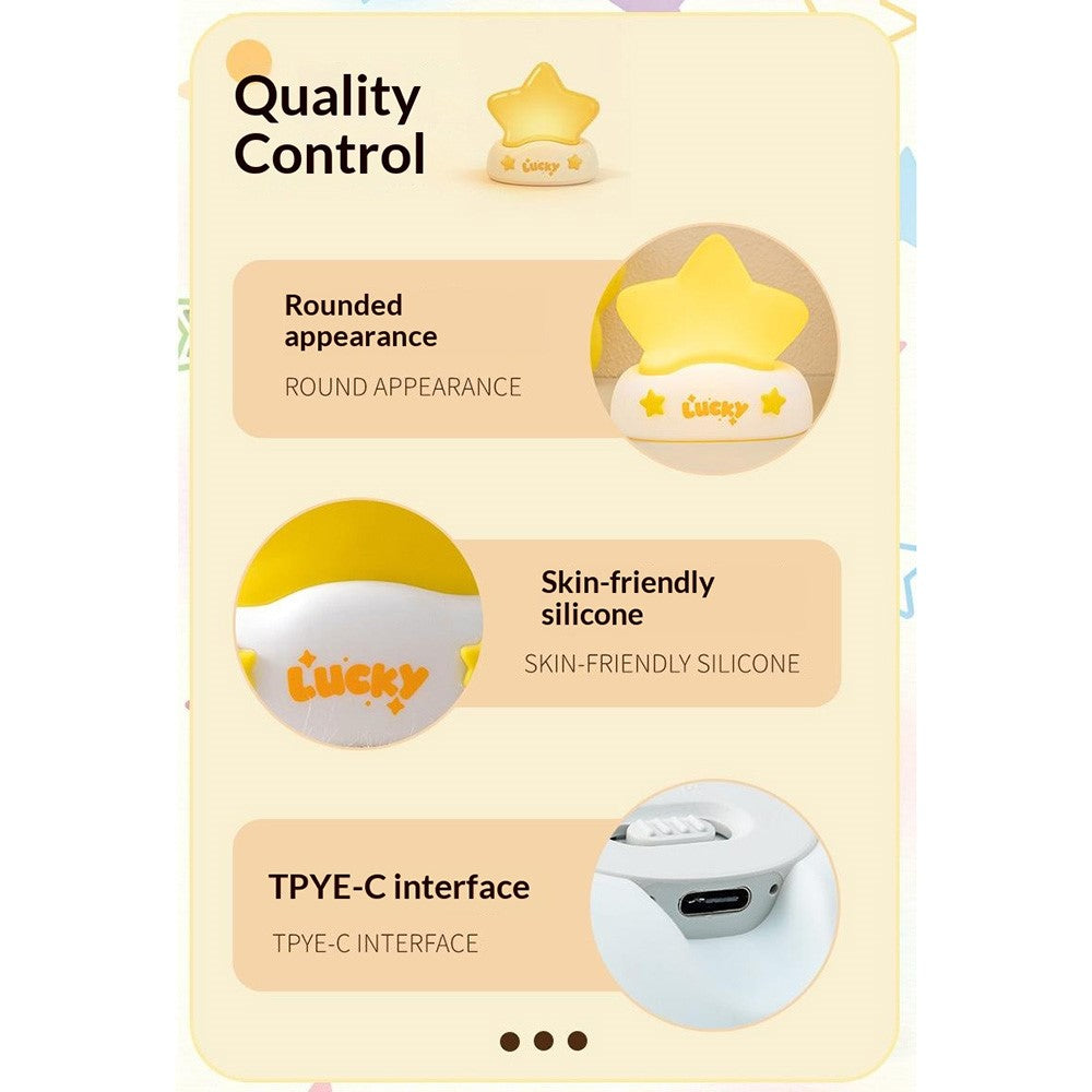 XP-007A Lucky Star Night Light Silicone 3-Brightness Pat Control Night Lamp Creative Birthday Gift for Kids Baby
