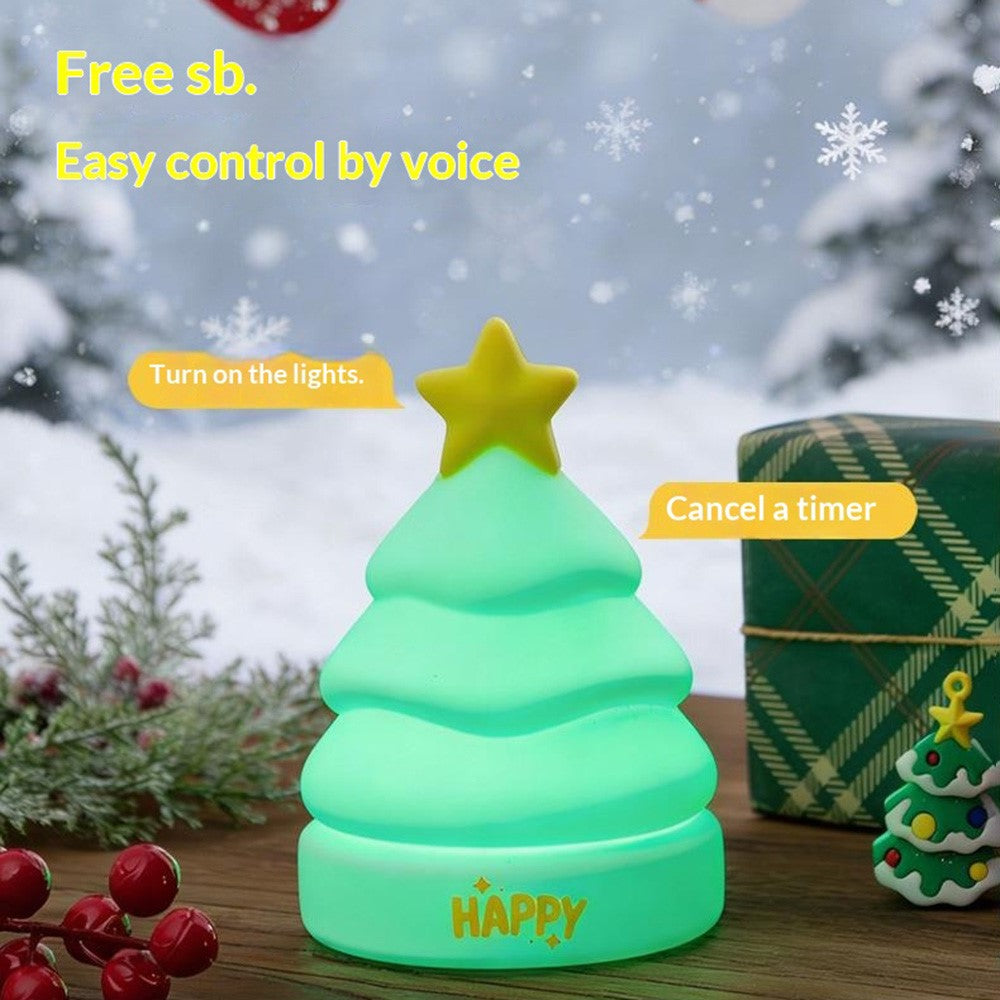 XP-005A Star Tree Shape Silicone Touch Light Creative Christmas Gift Night Light 1200mAh 3-Brightness Night Lamp
