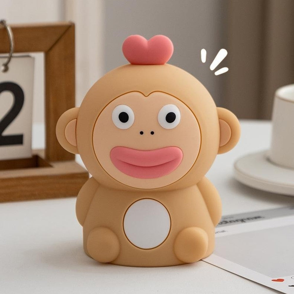 PP-D09 Cute Cartoon Monkey-Shaped Pat Lamp 1200mAh Type-C Charging Night Light for Bedroom