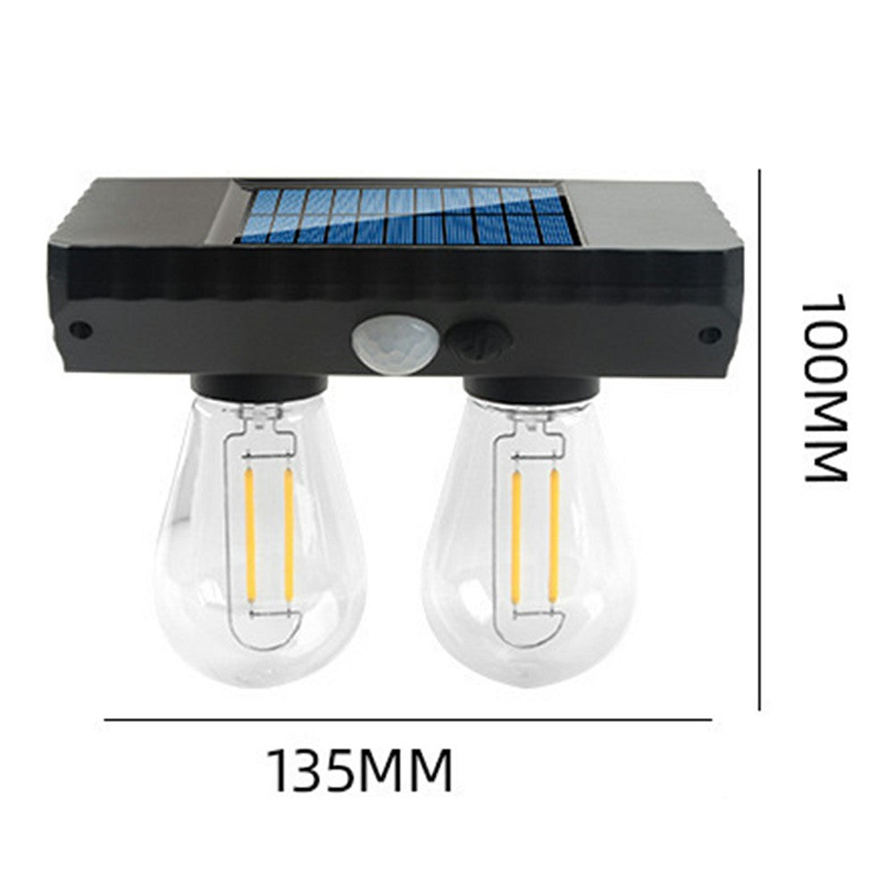 Dual Solar Tungsten Filament Bulb Light Outdoor Motion Sensor Wall Light Solar Powered LED Lamp