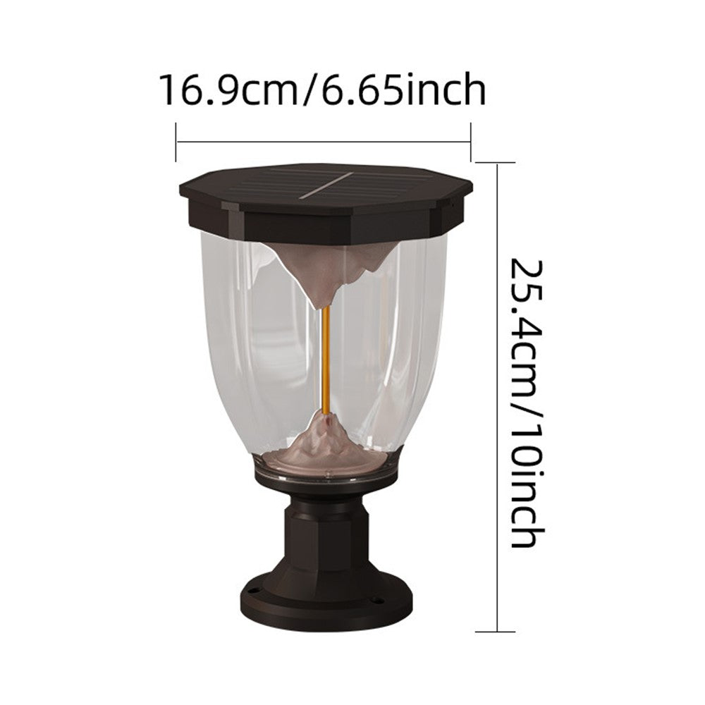 Flaming Mountain Effect Solar Pillar Light Outdoor Garden COB Post Cap Lamp for Patio / Pathway Decoration