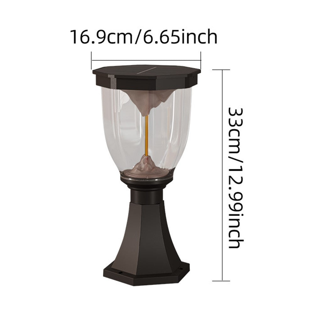 COB Pillar Lamp with Trophy Base Flaming Mountain Effect Solar Post Light for Garden / Patio / Pathway