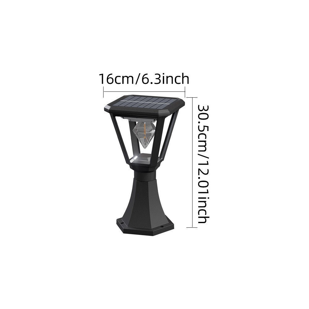 Solar Powered Post Cap Light with Trophy Base 30W 2700K Warm White COB Outdoor Garden Pillar Landscape Lamp