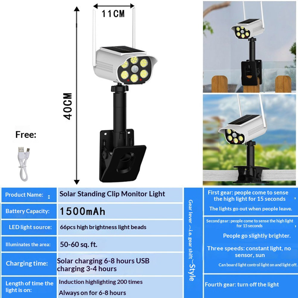 P43 Simulated Security Camera Clip-on Solar Light IP44 Waterproof Outdoor Garden LED Motion Sensor Lamp