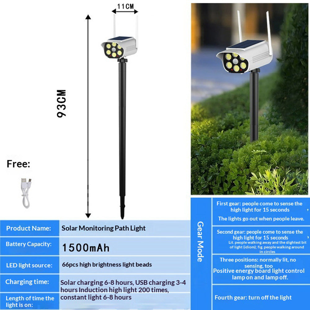 P45 Fake Security Camera Solar Powered Light Motion Sensor IP65 Waterproof Outdoor Garden LED Lamp