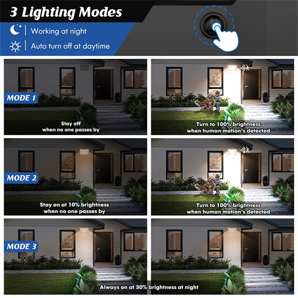 TG-TY01065 243-LED Solar Motion Sensor Wall Light 3 Modes Remote Control Wall Lamp for Outdoor Garden