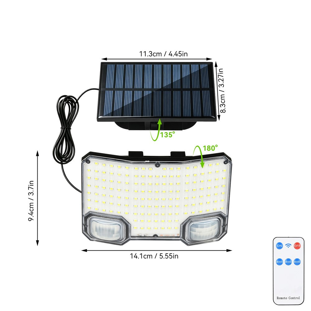 TG-TY19502 144-LED Solar Motion Sensor Wall Light 3 Modes Remote Control Waterproof Wall Lamp for Garden Patio