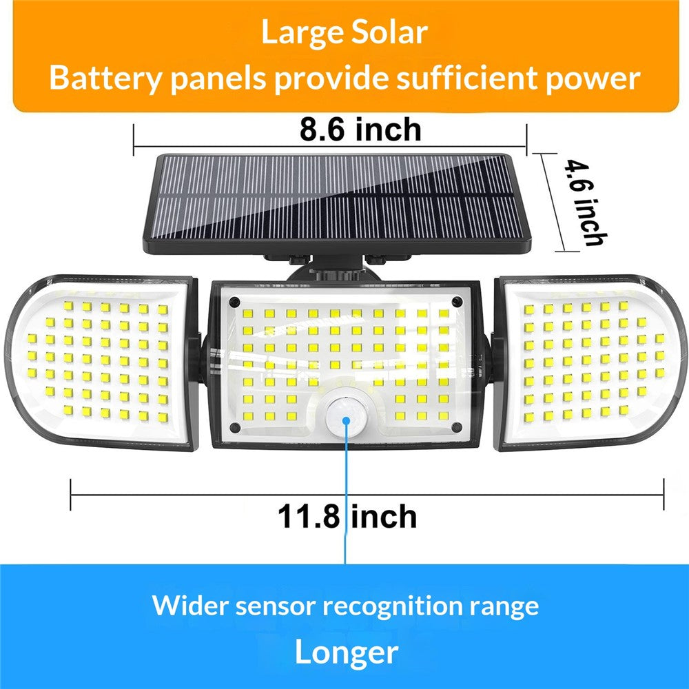 YY-20993 160-LED Solar Powered Wall Light PIR Motion Sensor 600 Lumens IP65 Waterproof Outdoor Security Lamp for Yard Garage