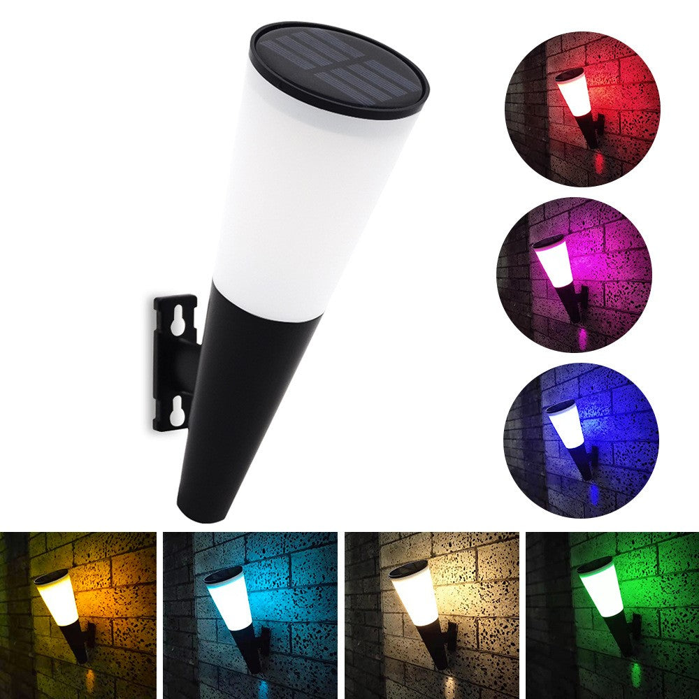 N230 2Pcs Torch Shape Outdoor Solar Light Waterproof Garden Yard Wall Mount LED Street Lamp