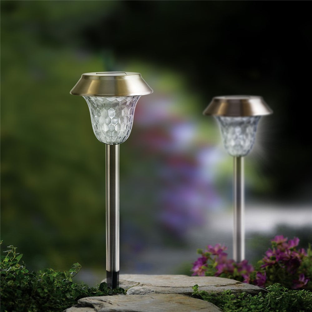 CIS-57453A 4Pcs / Set Stainless Steel Solar Stake Light IP65 Waterproof Garden Lamp for Lawn Patio Yard
