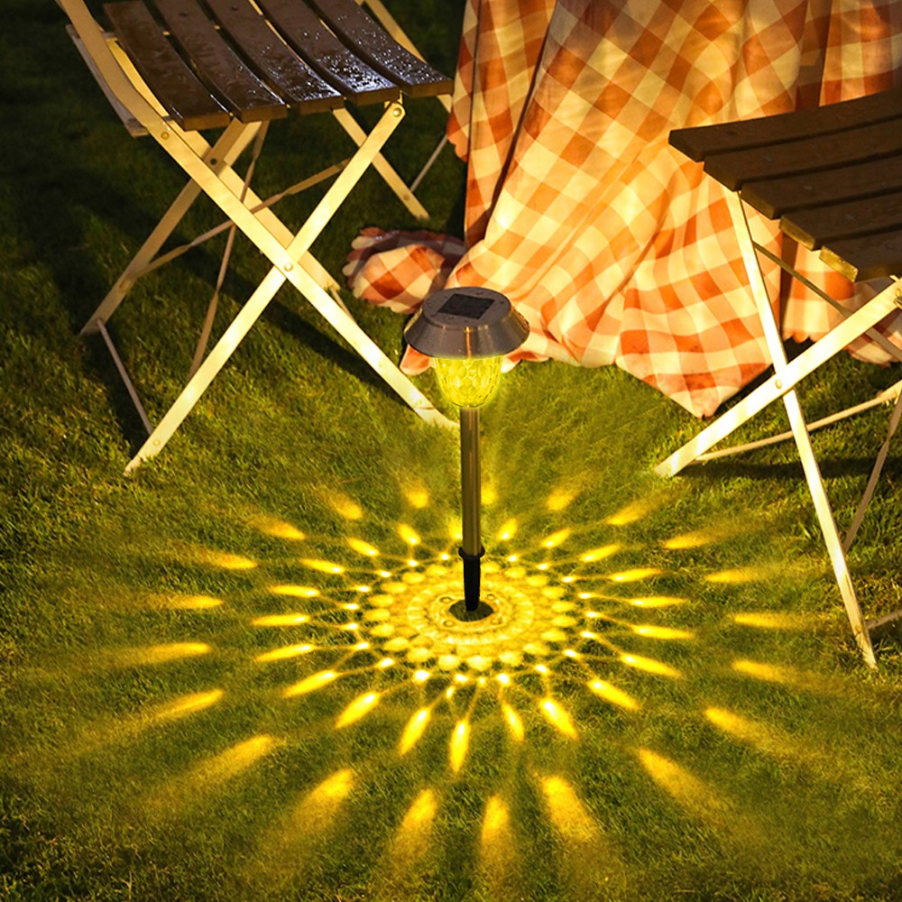 CIS-57453A 4Pcs / Set Stainless Steel Solar Stake Light IP65 Waterproof Garden Lamp for Lawn Patio Yard