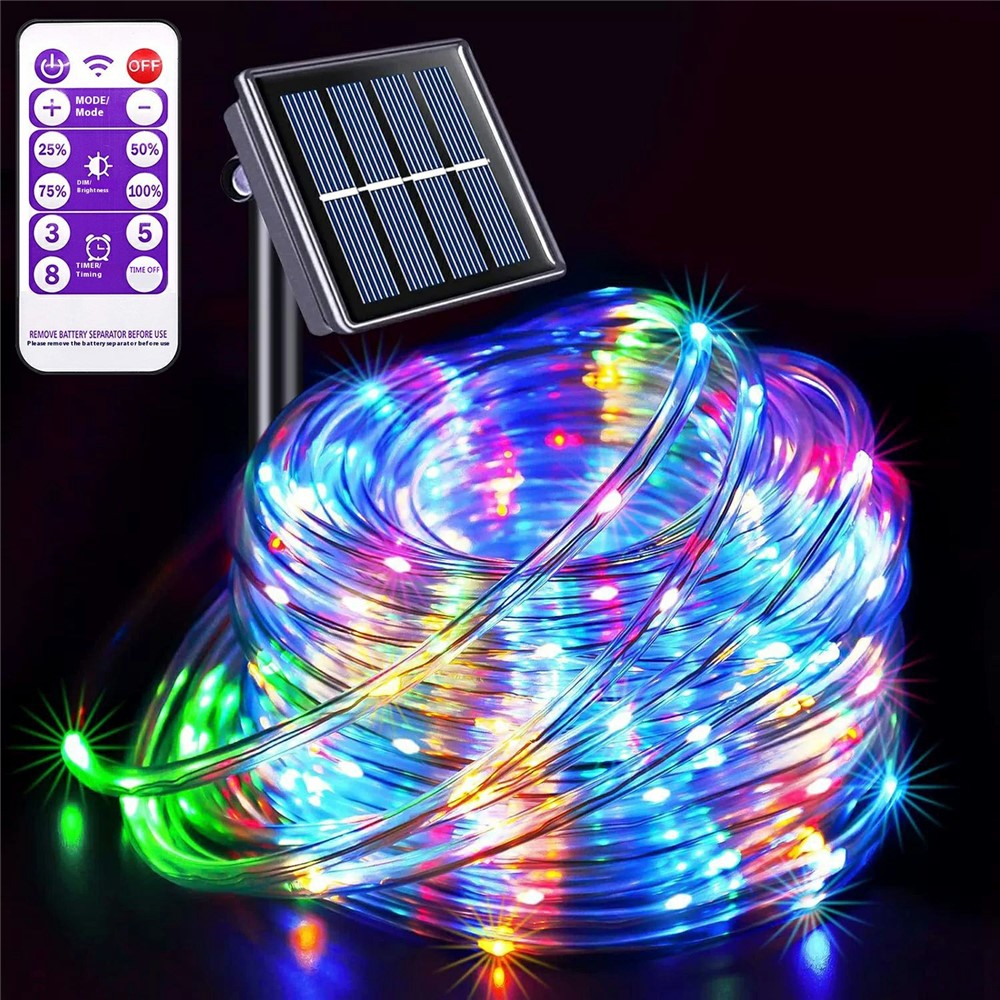 22m 200 LED 8 Modes Solar String Light PVC Copper Wire Holiday Decorative Lamp with Remote Control