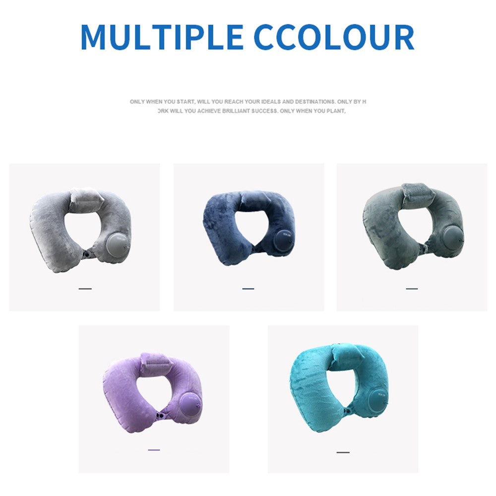PICTET.FINO RH80 U-Shape Portable Press Inflatable Pillow Camping Travel Nap Neck Cushion with Storage Bag