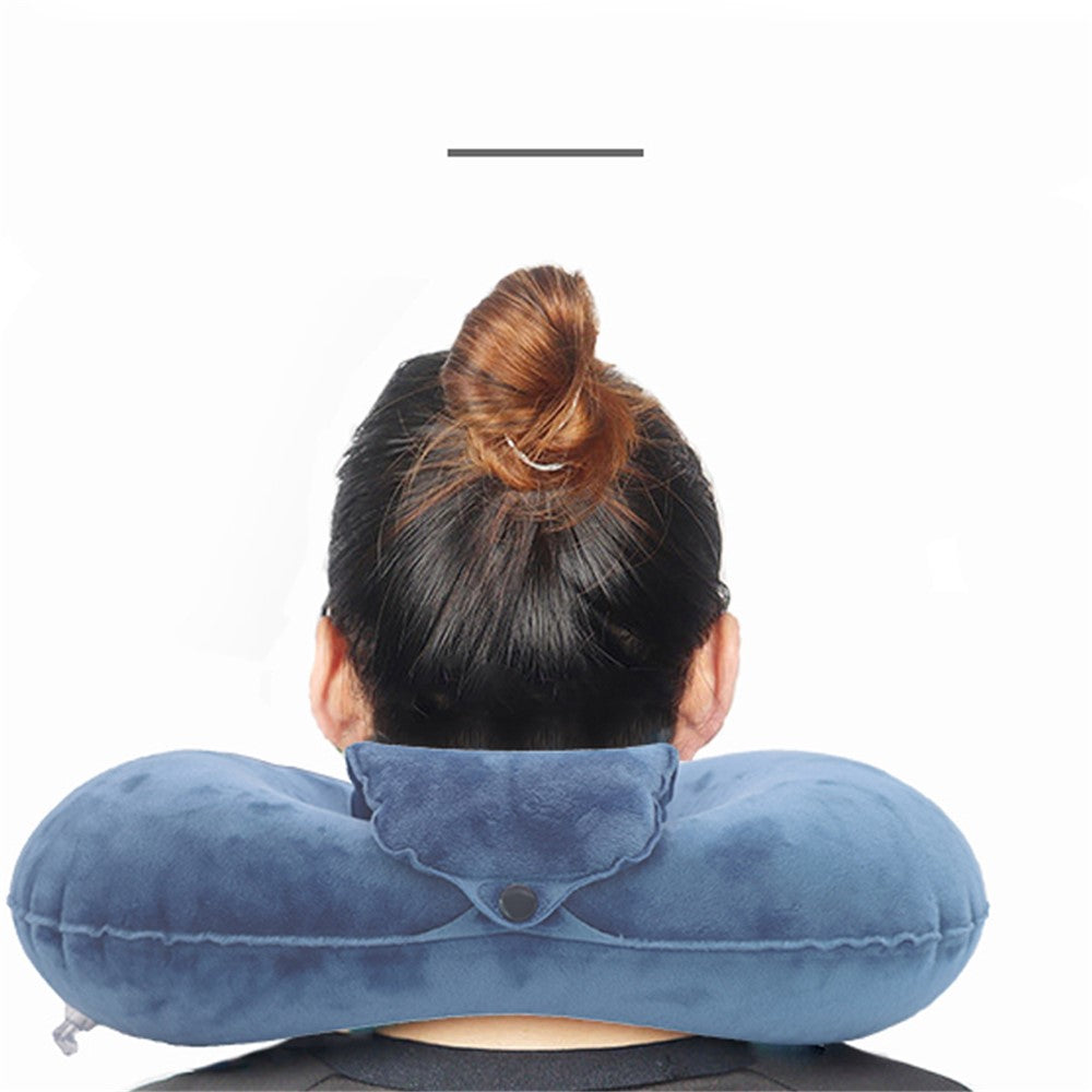 PICTET.FINO RH80 U-Shape Portable Press Inflatable Pillow Camping Travel Nap Neck Cushion with Storage Bag