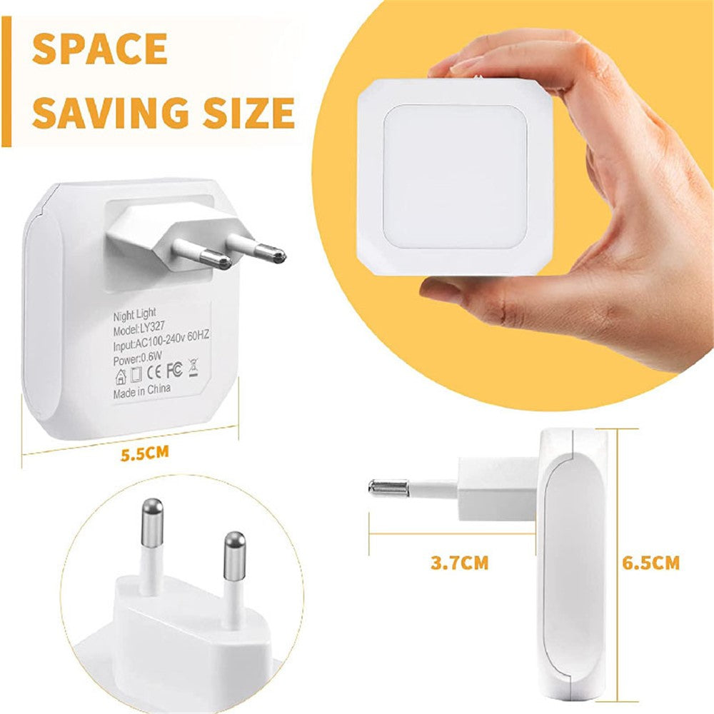 2Pcs EU Plug Square Night Light Stepless Dimmable Lamp for Bedroom Hallway