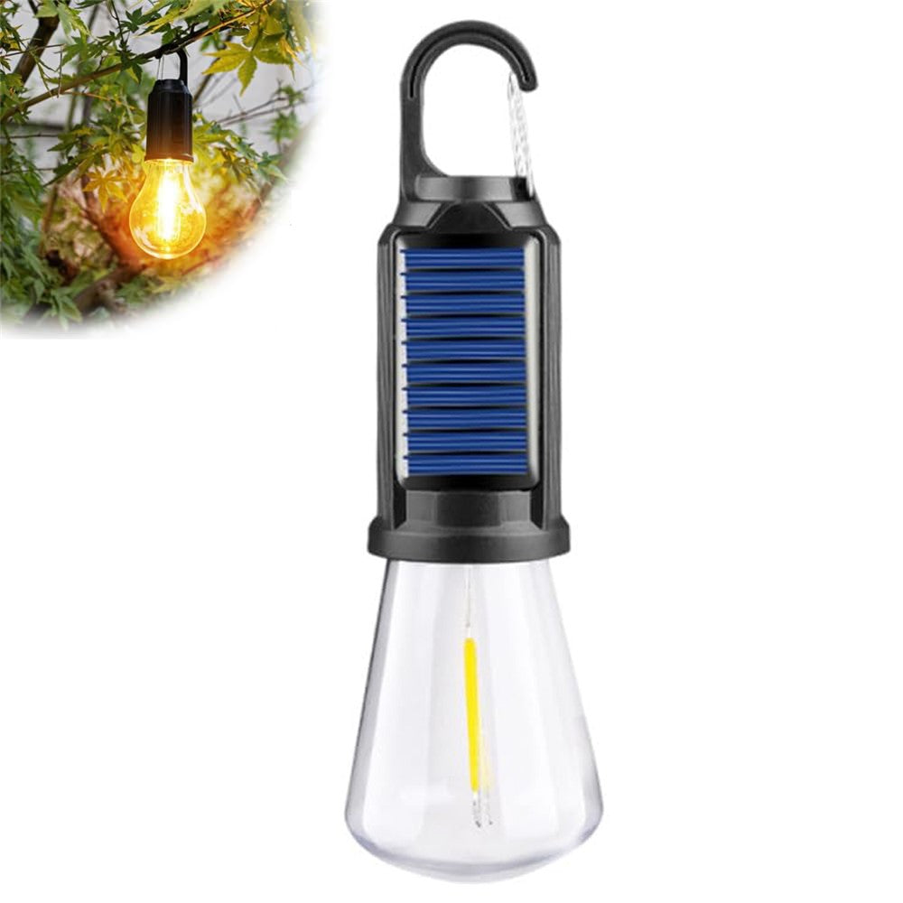 Solar Powered Hooked Camping Light Bulb 3 Modes Outdoor Tungsten Tent Lamp