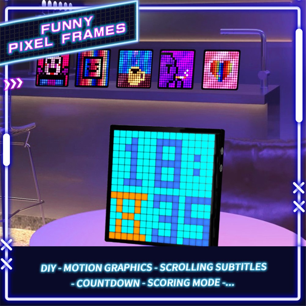 ID32 Pixel Screen Display IDM Art Cyberpunk Style Cartoon Screen Fun Time Manager Desktop Dynamic Alarm Clock
