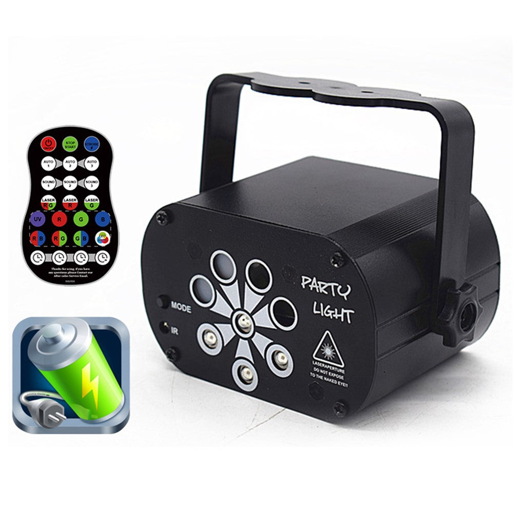 UV 8-hole 120-pattern DJ Disco Light LED Party Lights USB Rechargeable RGB Laser Projection Lamp