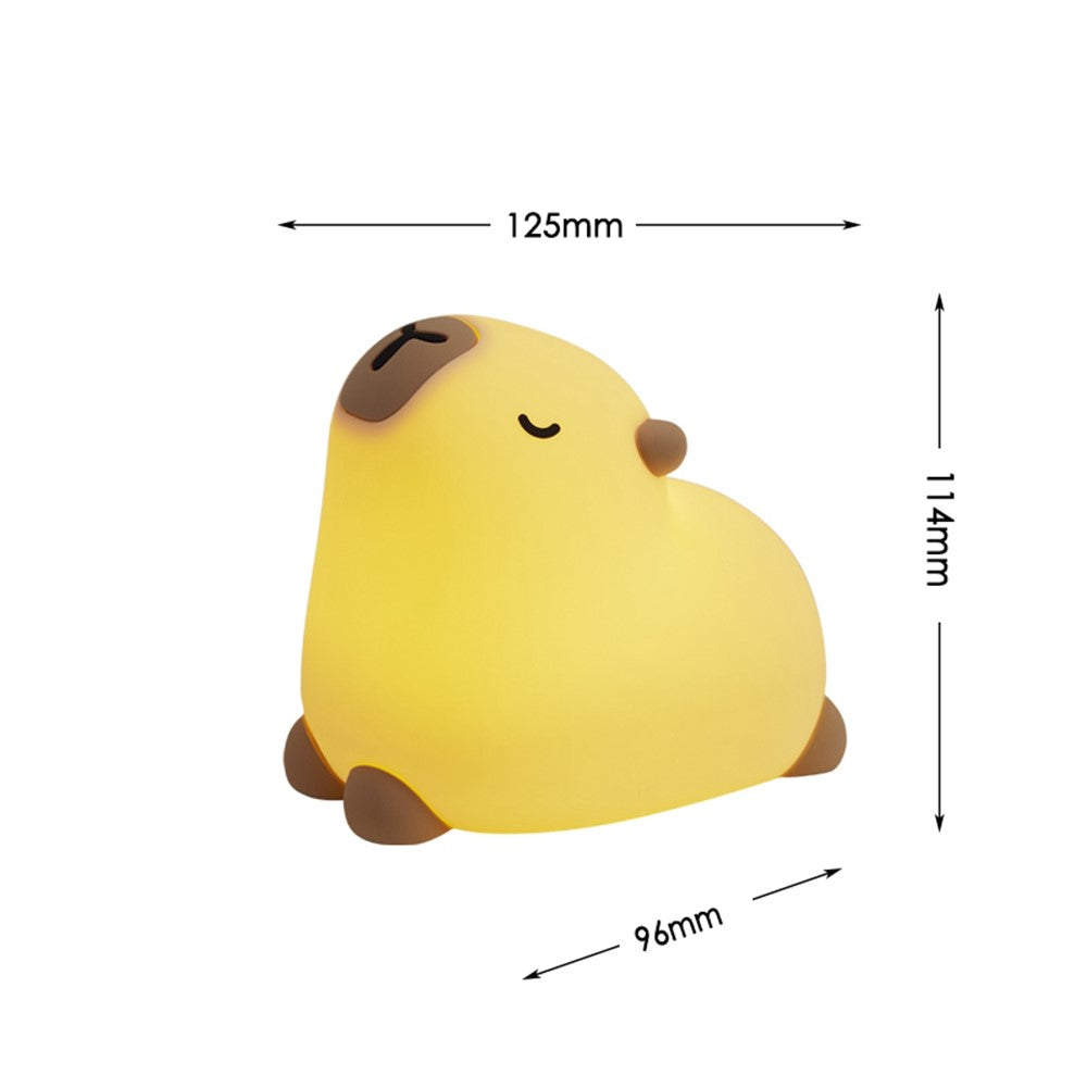 Capybara Cute Night Light LED Animal Nursery Lamp Silicone Tap Control Stress Relief Bedside Companion Lamp