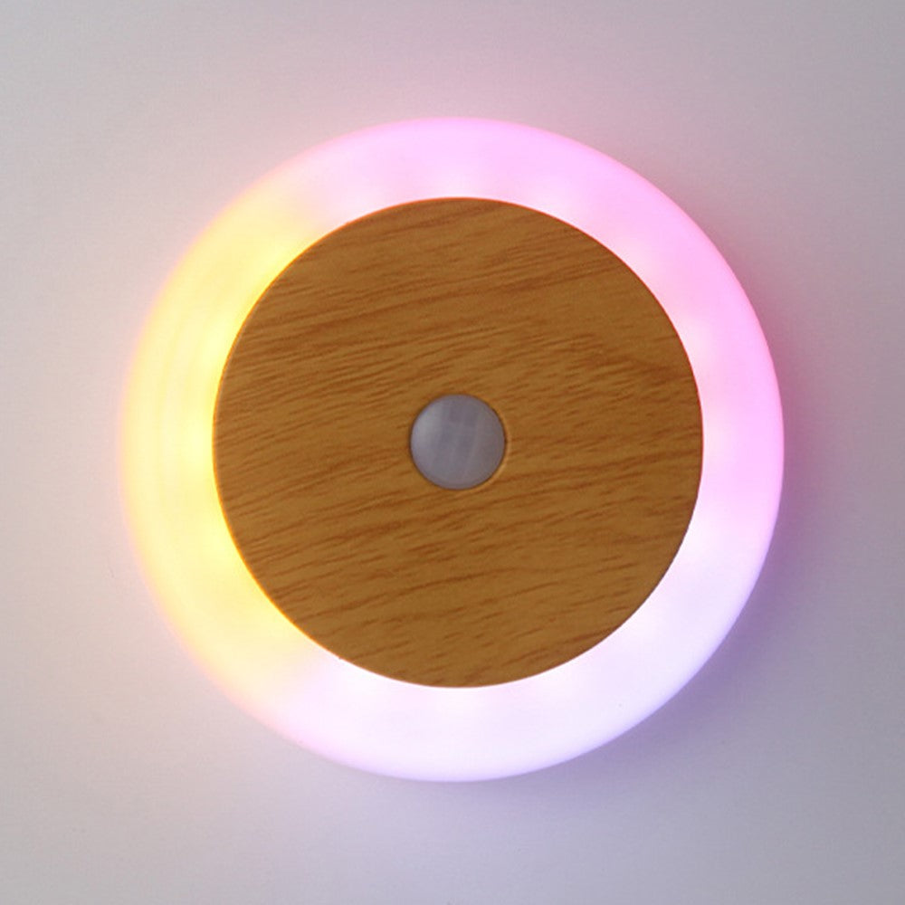 Round Wall Light Rechargeable Motion Sensor 3-Color Dimming LED Night Light with Magnetic Base