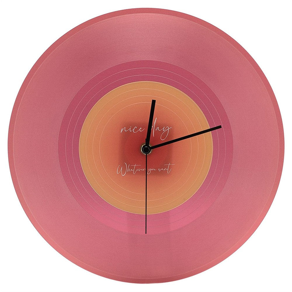 12 inch Music Record Wall Art Clock Translucent Silent Round Clocks Home Decor (No Battery)