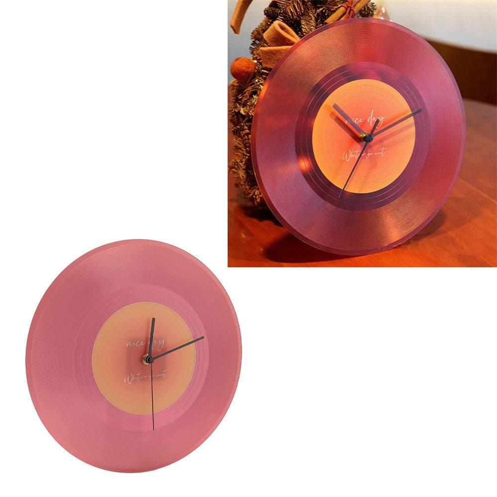 12 inch Music Record Wall Art Clock Translucent Silent Round Clocks Home Decor (No Battery)