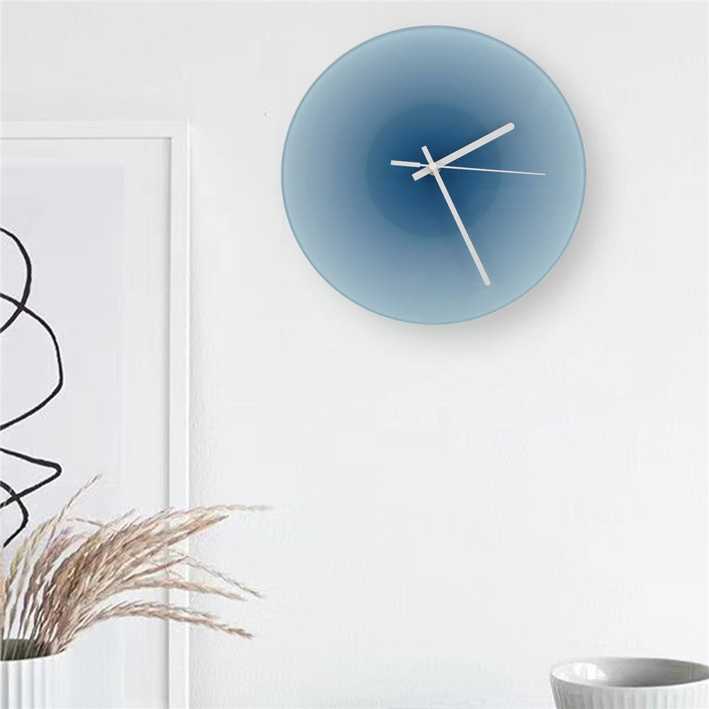 12 inch Sunset Wall Clock with Bracket Silent Non-Ticking Gradient Glass Clocks for Home (No Battery)