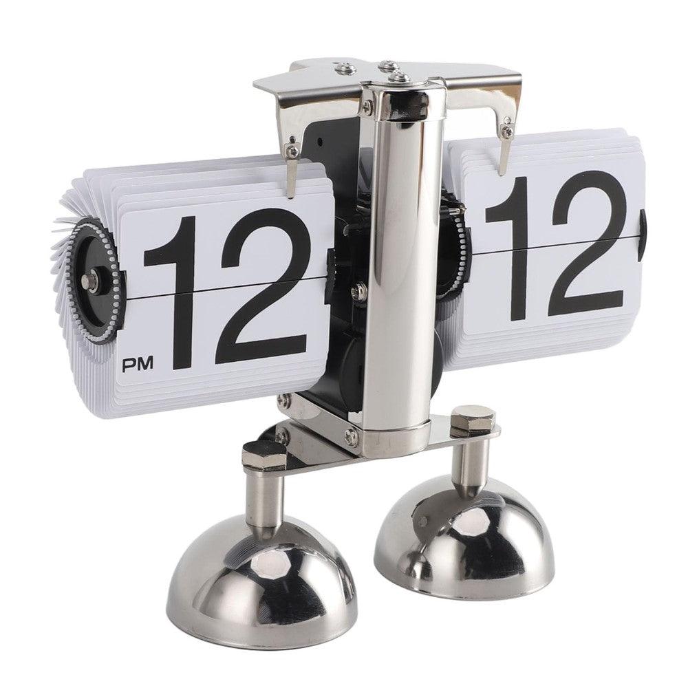 Retro Klappuhr Flip Clock Automatisch Tischuhr Edelstahl Vintage Design Quarz