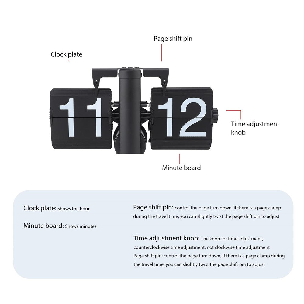Retro Automatic Flipping Clock Balance Mechanical Flip Over Quartz Table Clock for Living Room
