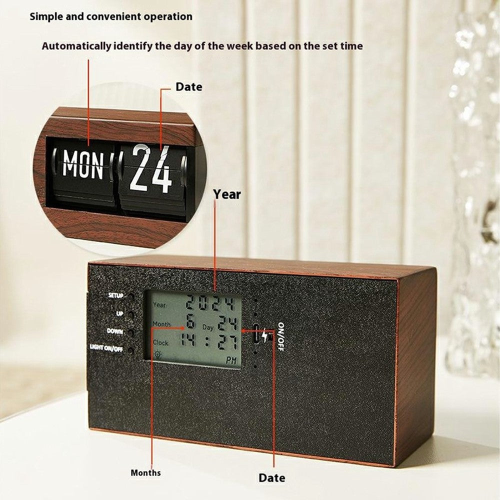 Minimalist Flip Calendar Table Clock Desktop Decor Smart Perpetual Calendar Flip Clock
