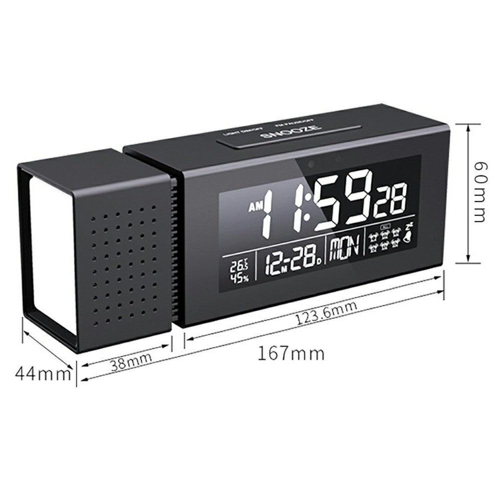 TS-P30 Creative Radio Alarm Clock with Color Alert Digital Display Sound Light IR Motion Sensor 7 Color Night Light