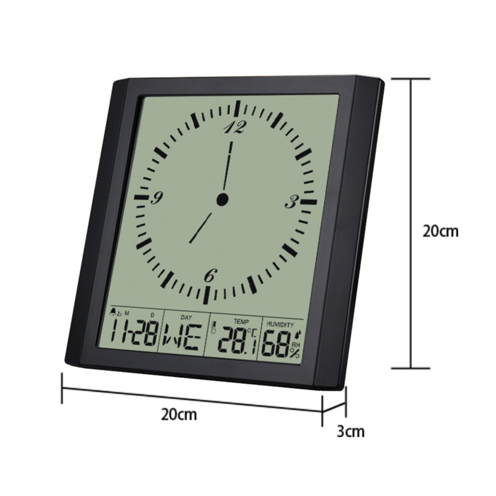TS-8675 Multifunctional Digital Wall Clock Large Screen Display Temperature Humidity Meter Alarm Clock