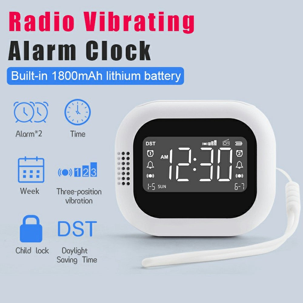 TS-BC700F Multifunction Vibrating Alarm Clock Portable FM Radio for Deaf Elderly Heavy Sleepers