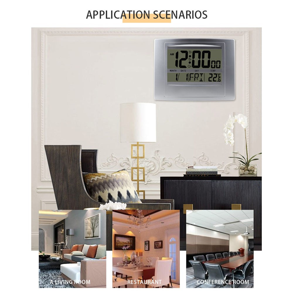 TS-H129Y Multifunction Digital Alarm Clock Large Screen Calendar Temperature Display Wall Clock
