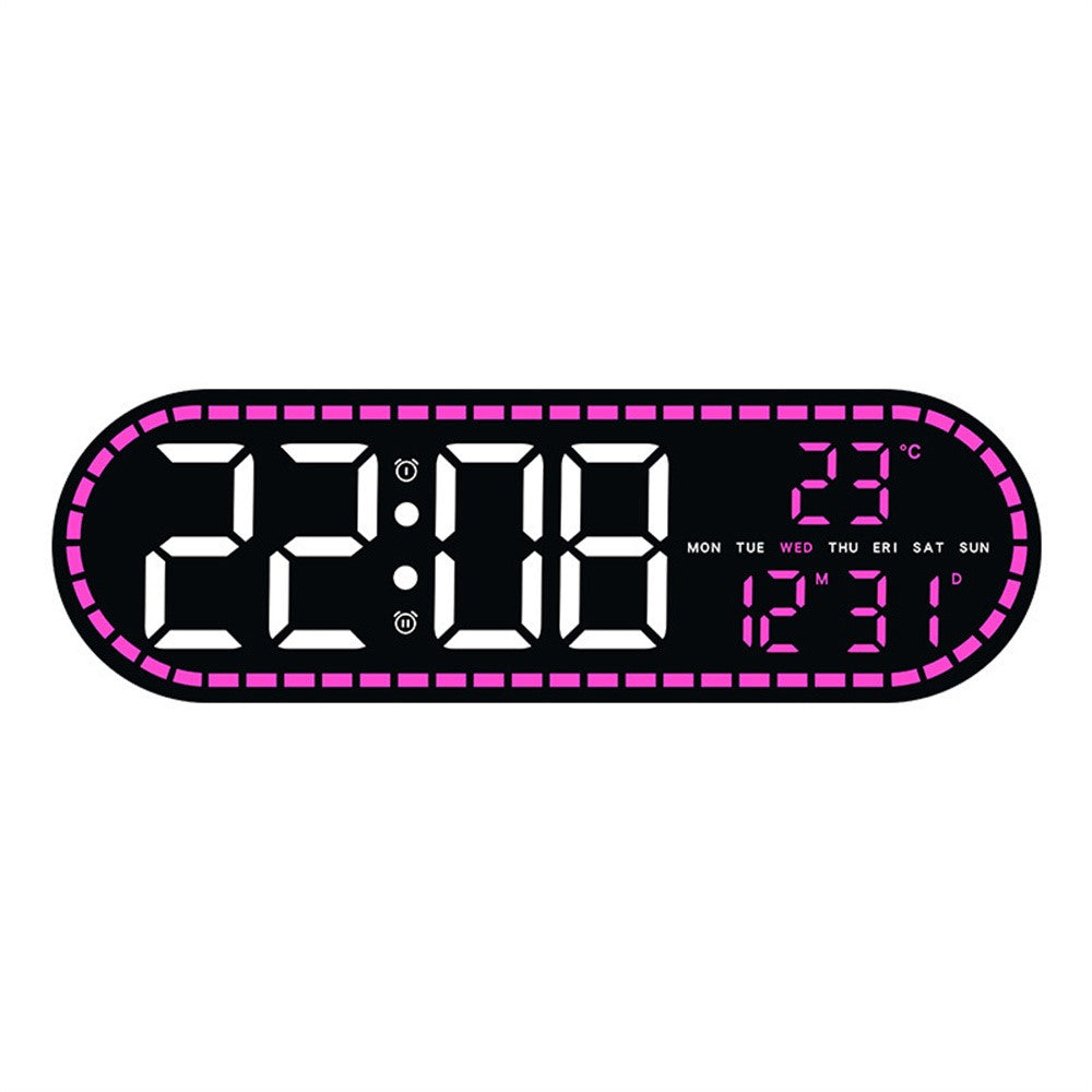 GH9009 Multifunctional Temperature Humidity Wall Clock Oval Shape LED Digital Alarm Clock for Living Room Bedroom