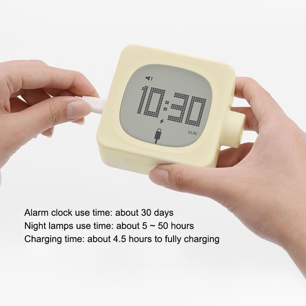 MUID H-CL-04 Smart Square Alarm Clock Bedside LED Wake-Up Night Light Desktop Digital Table Snooze Clock Home Decor