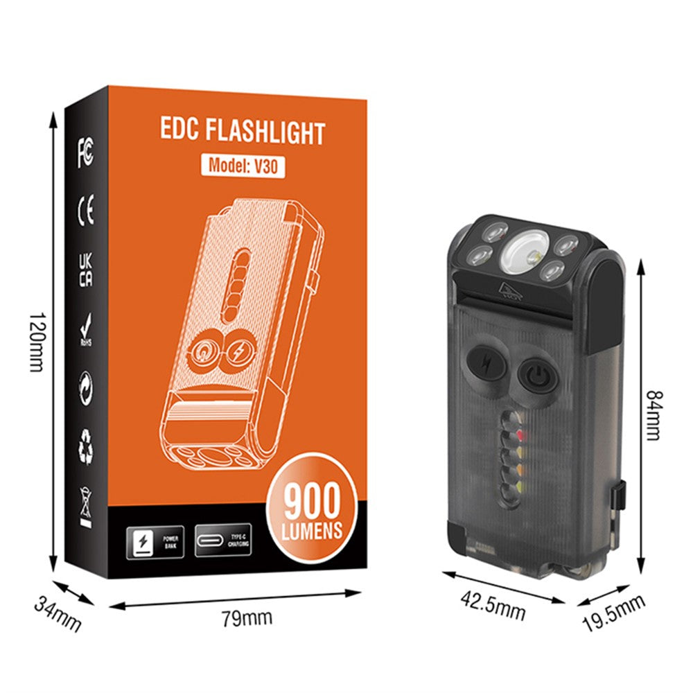 V30 Rechargeable Flashlight Power Bank 180 Degree Adjustable Work Light with Sound / Light Alarm